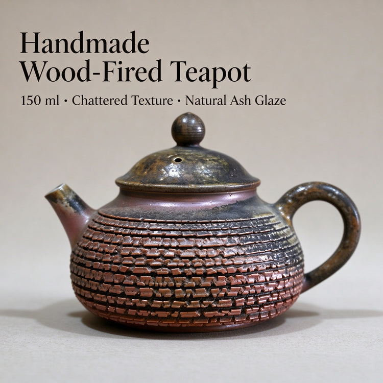 Handmade Wood-Fired Chattered Teapot 150ml Main View