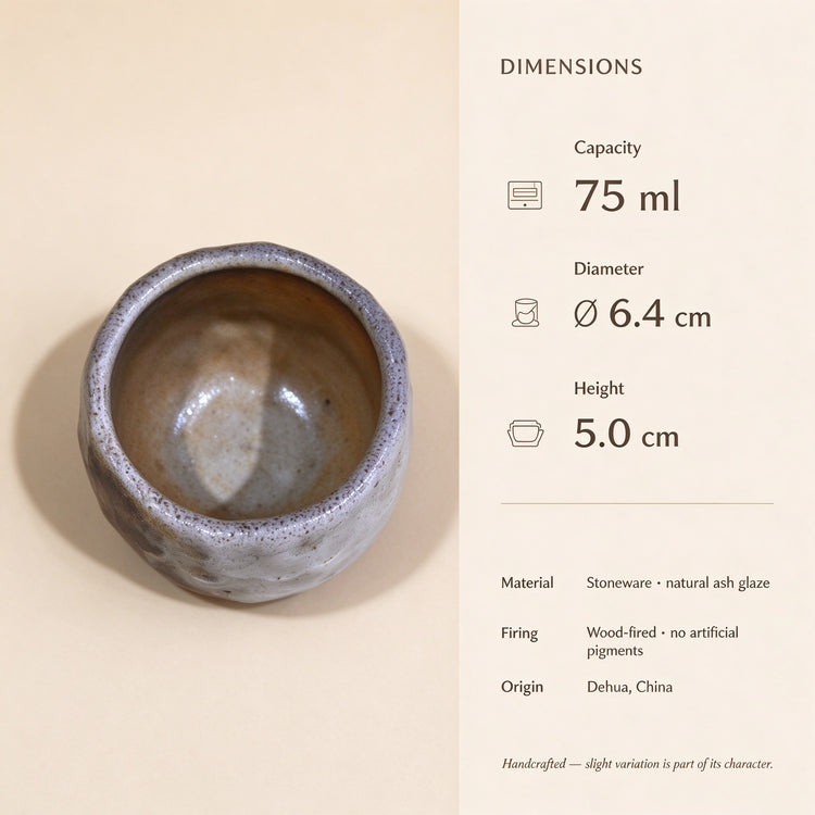 Pale Mist Hand-Pinched Wood-Fired Tea Cup — 75 ml — detail 2