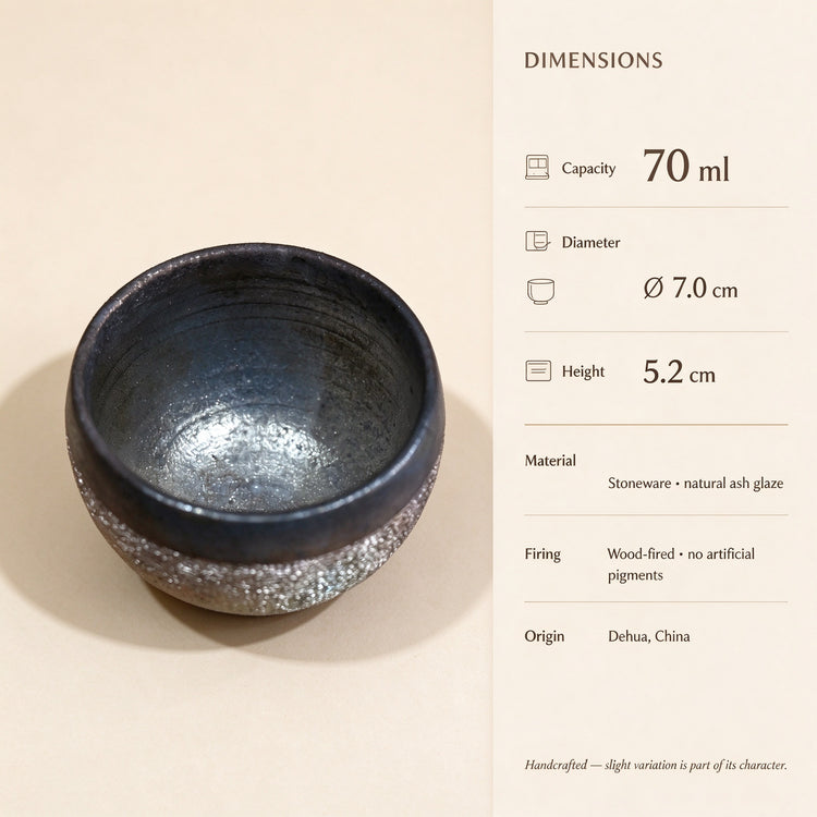 Obsidian Silver Wood-Fired Tea Cup — 70 ml — detail 2