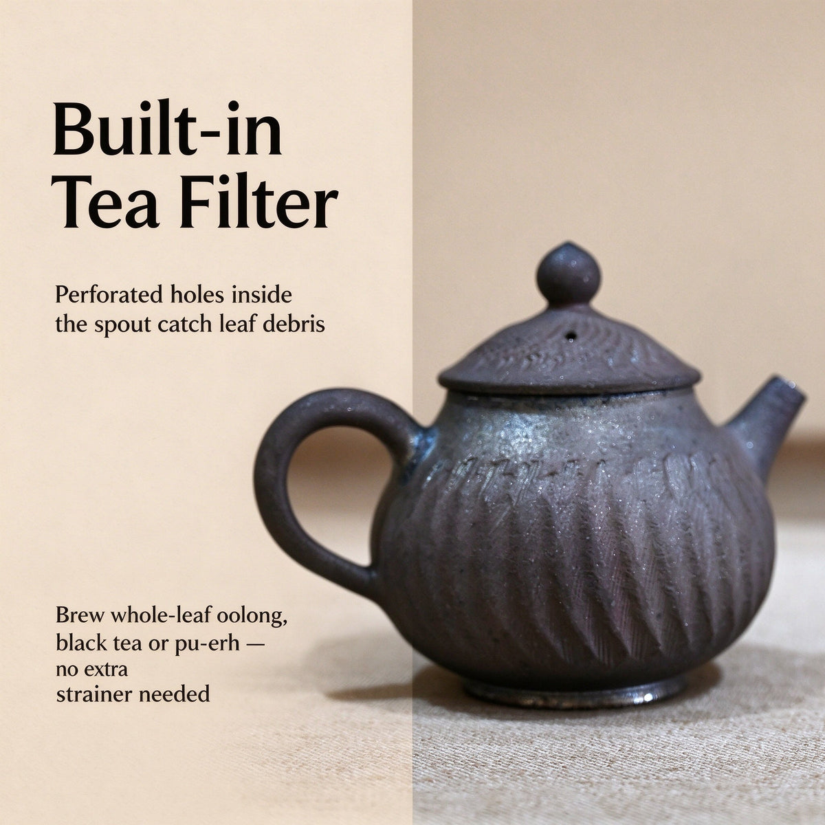 Built-in tea filter detail
