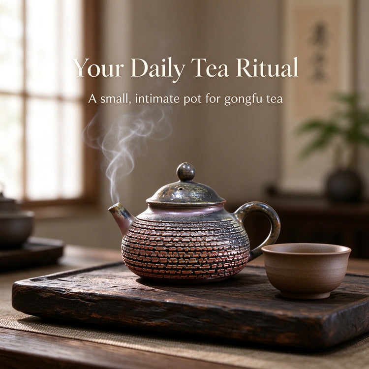 Gongfu Tea Pouring Ritual with Wood-Fired Teapot and Master Cup