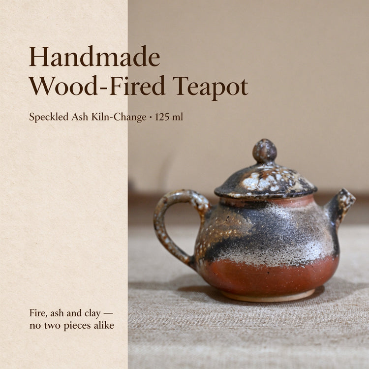 Handmade Wood-Fired Teapot 125ml — Speckled Ash Stoneware Kyusu